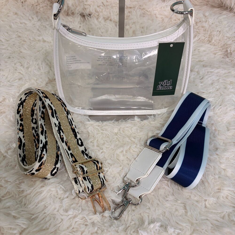 NWT Wild Fable Game Day Clear Stadium Crossbody Bag + Two Straps Blue & Cheetah